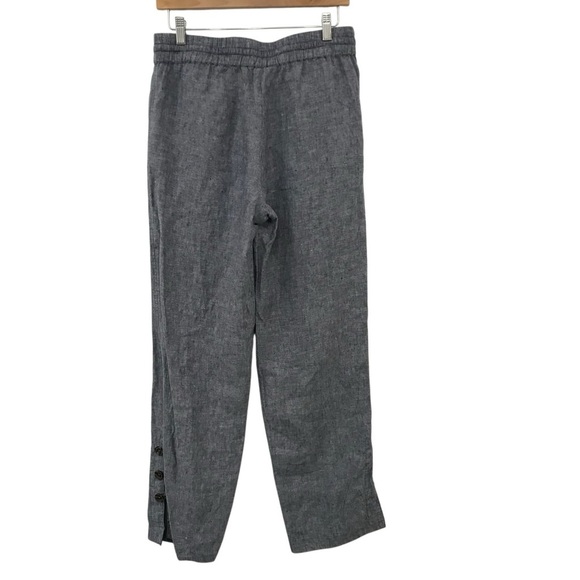 Soft Surroundings Small Kea Wide Leg Linen Pants Blue Button Detail - Picture 2 of 5